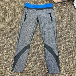 Lululemon Inspire Tight II Mesh Heathered Black Lakeside Blue Deep Coal Size 8